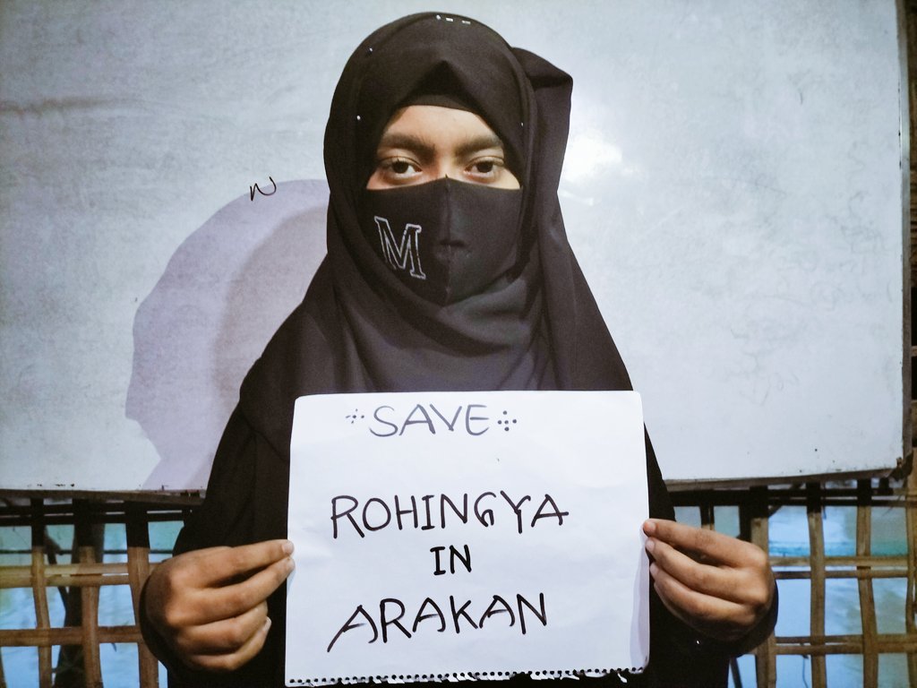 ak_multi_media's tweet photo. #Save Rohingya in #Arakan
Showing solidarity is a piece of human right. This young girl is a student from #Rohingya Refugee camp in #Bangladesh stands with the #Rohingya people in #Arakan, who are being killed by #ArakanArmy
#SaveRohingya
#Savehuman
#Justiceforrohingya
#Burma https://t.co/ZThAlH2EGT