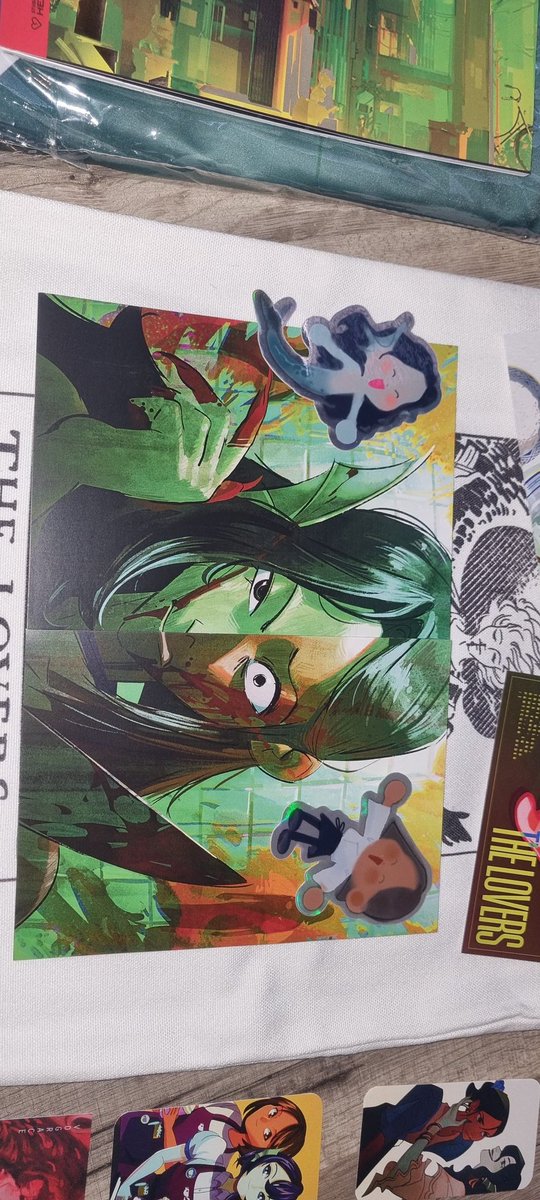 JeffTheChiller's tweet photo. I hath receiveth The Lovers Mercheth. 

I must admit, I almost forgot I was going to get one of these until I got a note in my mailbox to come pick it up lol 

Very cash money tho! I love getting stuff! 

Ofc showing off my personalized sticky doodle like a Trading Card hehe https://t.co/yT3hxf7Hdg