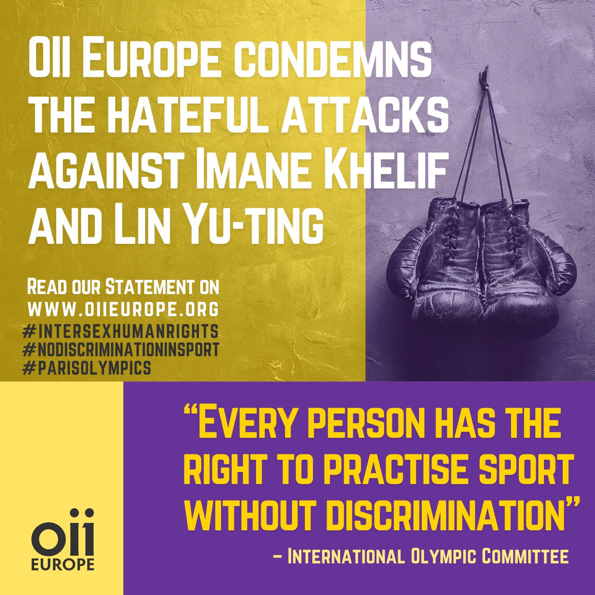 We send all our love &amp; support to #intersex &amp; #trans communities grappling with the impact of this hateful climate.

Read our statement about hateful attacks against athletes Imane Khelif &amp; Lin Yu-ting during the #ParisOlympics.
-&gt; bit.ly/3AdjfRE

#IntersexHumanRights