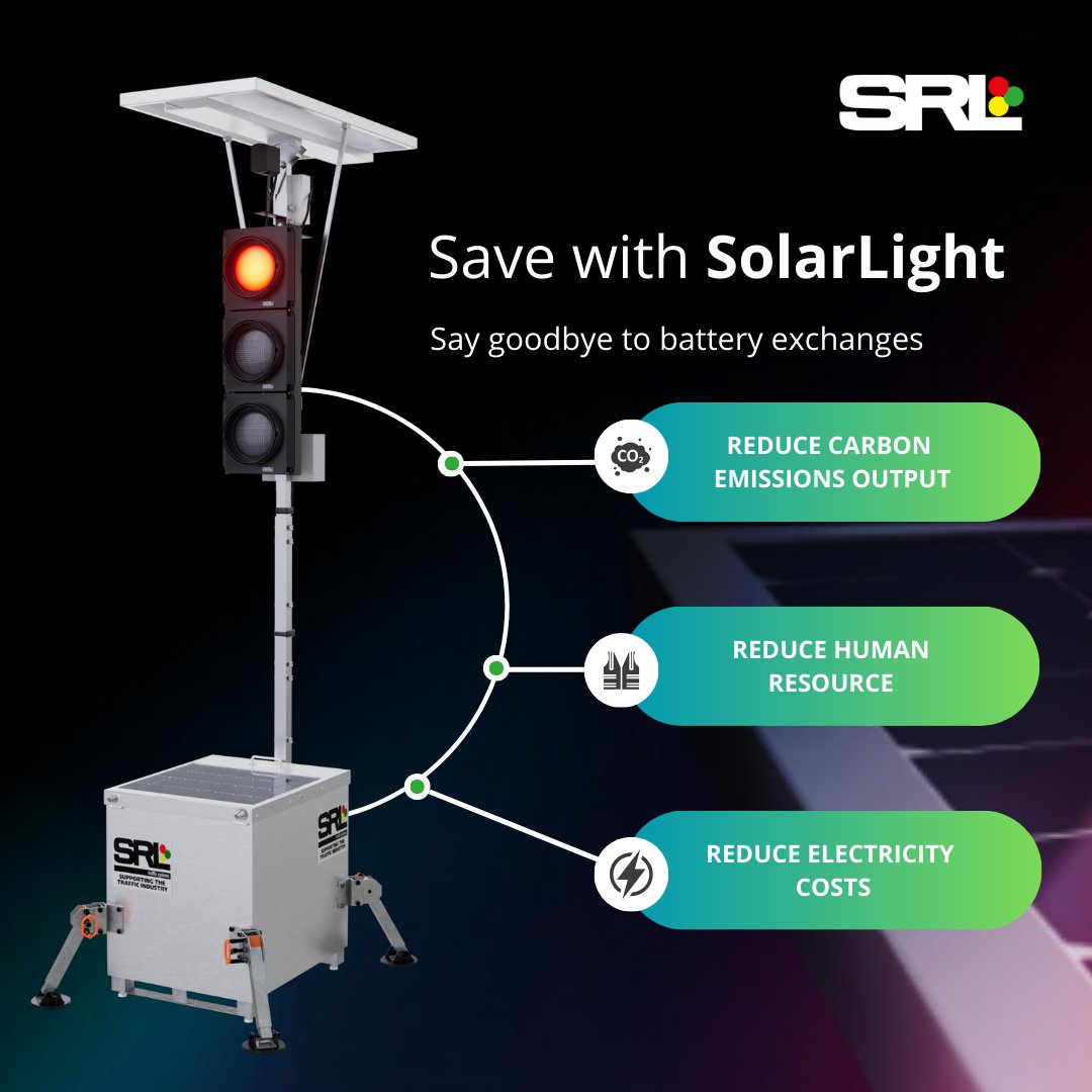 SRLTraffic's tweet image. 𝗦𝗮𝘃𝗲 𝘄𝗶𝘁𝗵 𝗦𝗼𝗹𝗮𝗿𝗟𝗶𝗴𝗵𝘁 ☀

SolarLight can be a more cost-effective option compared to standard portable signals. By eliminating regular battery exchanges, operational costs are significantly reduced.

#SolarLight #SRL