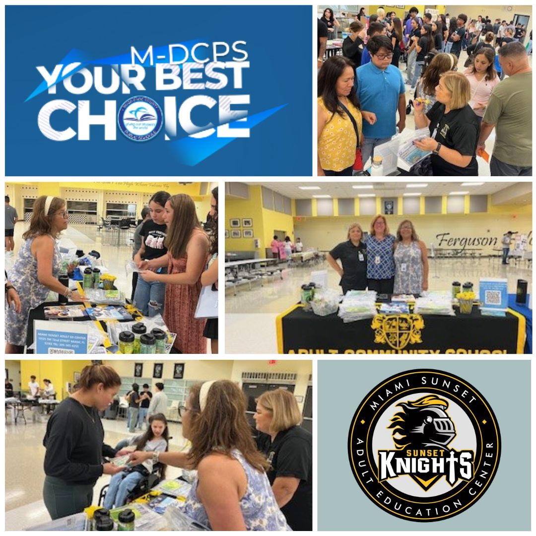 sunset_adult_ed's tweet photo. A big thank you to @FergusonFalcons for the warm welcome and the opportunity to share our postsecondary programs with your incredible community! We're excited to help pave the way for bright futures. #YourBestChoiceMDCPS #PostsecondarySuccess
@SuptDotres @mantilla1776 @MDCPS https://t.co/tcSeiNJXNB