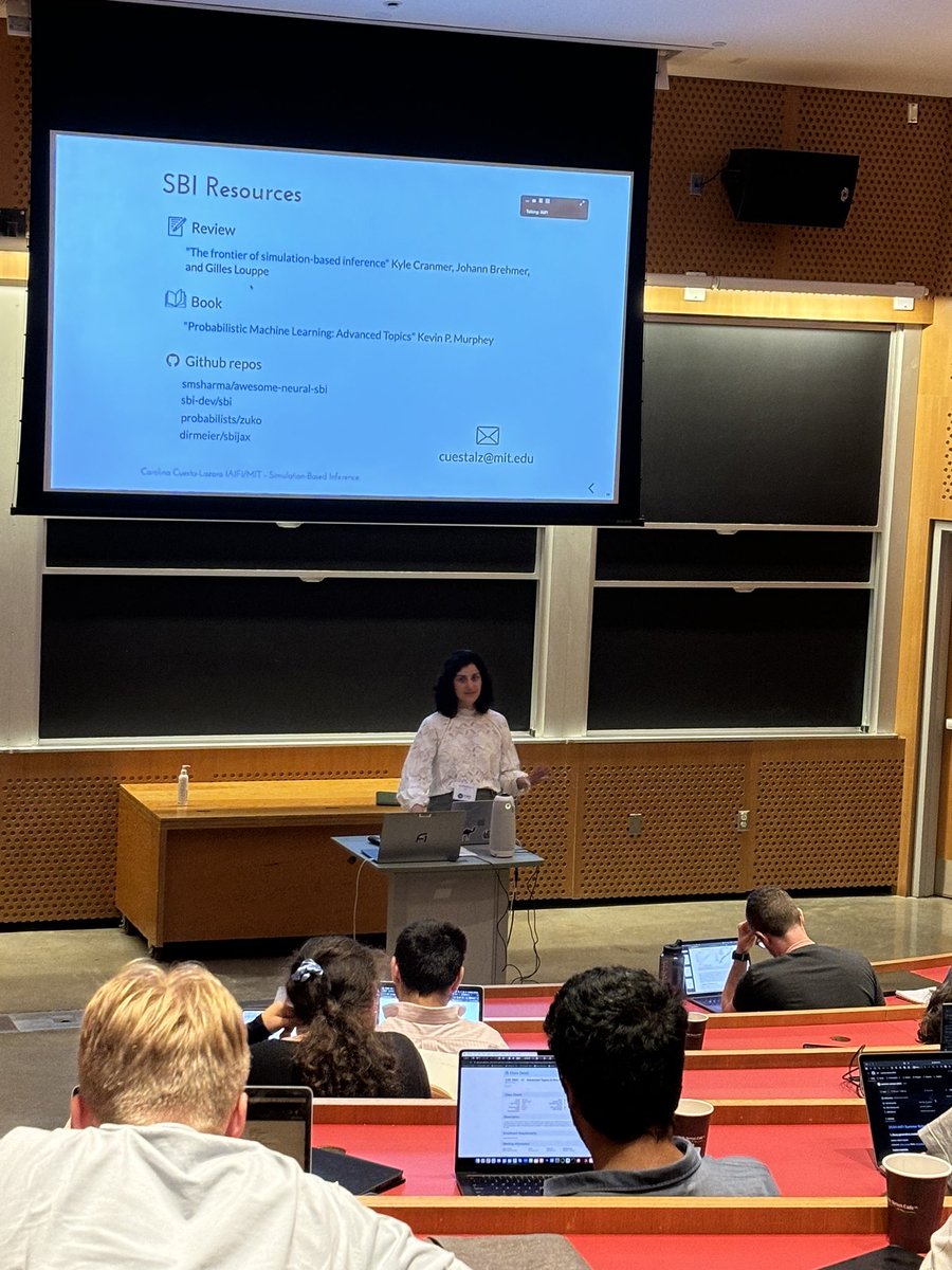 iaifi_news's tweet photo. IAIFI Fellow @LzaCarol presented today’s lecture on Simulation-Based Inference for Scientific Discovery and left us with some great resources to explore more. #IAIFISummerSchool https://t.co/0WbTABF2bc