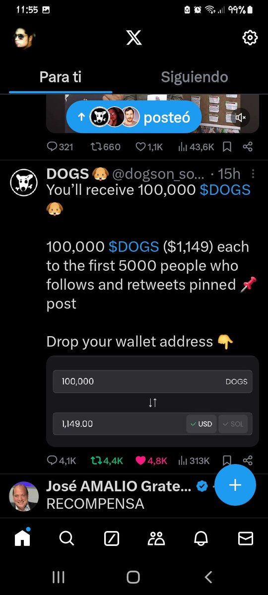 AleOdria's tweet photo. @dogson_solana Done ! Waiting mis dogs! My wallet: TPEvRJAsAvzpVo5nR1FB9oXkxoBPjEzUyX https://t.co/I8PmQh9EbG