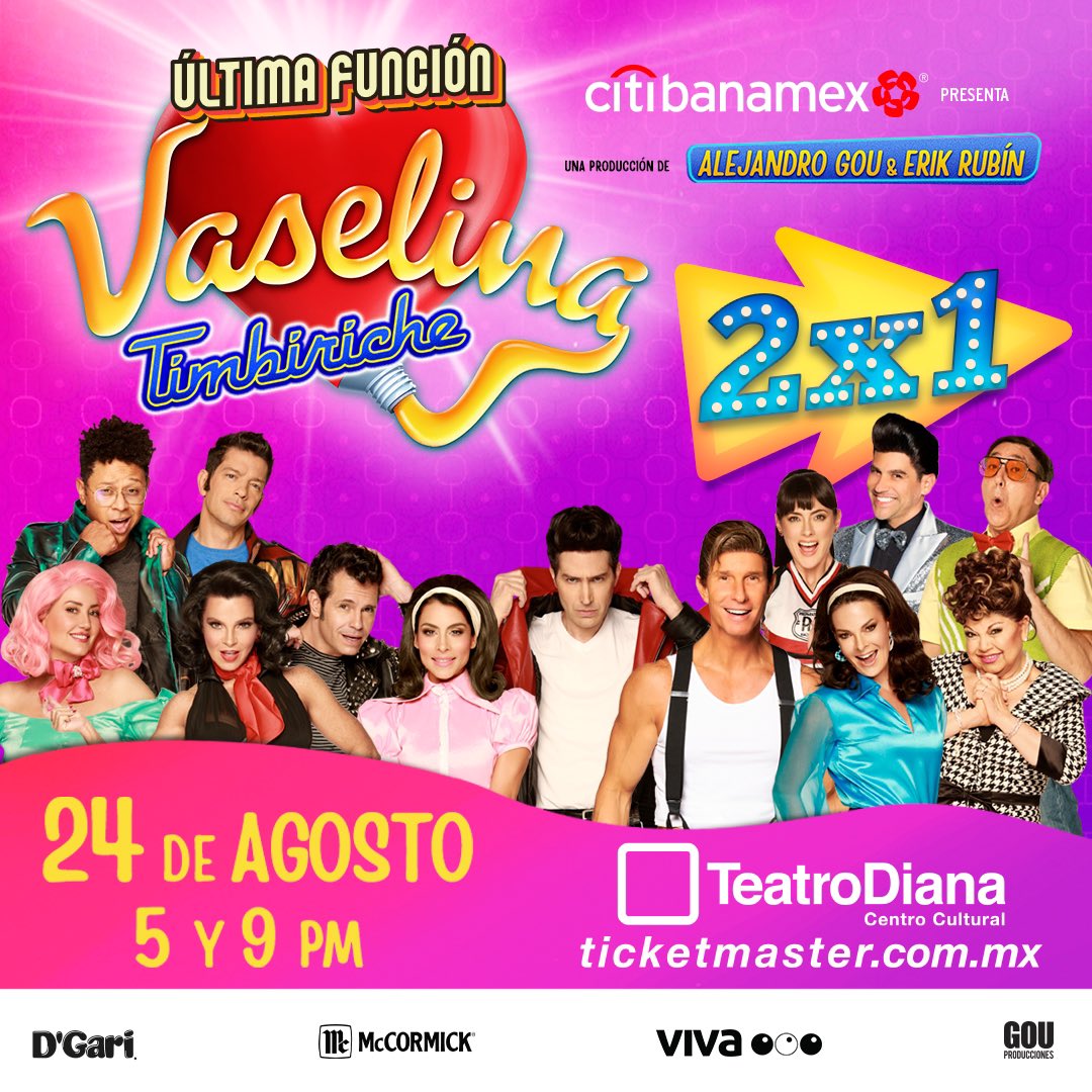🎶✨ ¡Guadalajara, tenemos una sorpresa para ti! 🎉 Este fin de semana disfruta de Vaselina con un 2x1 en tus boletos. No dejes pasar la oportunidad de revivir la magia del rock and roll en el Teatro Diana. 🎸🎤 #VaselinaGuadalajara #2x1 #GiraVaselina

🎟️ bit.ly/VASGDL2X1