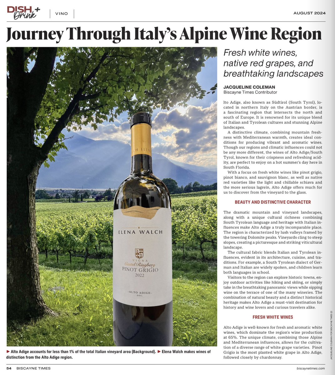 We are pleased to share this insightful article on Alto Adige wines. Our sincere thanks go to Jacqueline Coleman for her excellent writing.

You can read the full article in the Biscayne Times August 2024 issue: 👇 flipsnack.com/C5DAFAFF8D6/bi…

#altoadigewines #südtirolwein