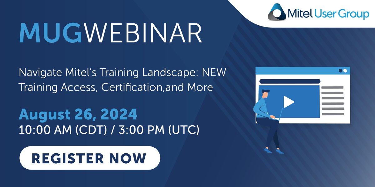 Mitel User Group (@mitelusergroup) on Twitter photo Exciting news! Introducing our new MUG Training Hub. Join our next webinar where we'll dive into the details of our <a href="/Mitel/">Mitel® Official</a>-led training courses, exclusively curated for MUG members. Don't miss out on this opportunity to gain valuable certifications! RSVP: bit.ly/3SDOifv Exciting news! Introducing our new MUG Training Hub. Join our next webinar where we'll dive into the details of our <a href="/Mitel/">Mitel® Official</a>-led training courses, exclusively curated for MUG members. Don't miss out on this opportunity to gain valuable certifications! RSVP: bit.ly/3SDOifv