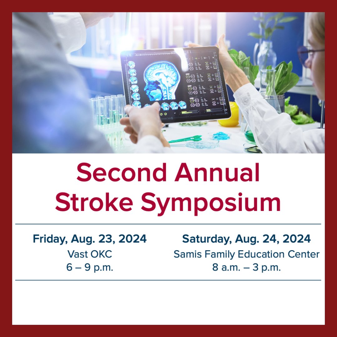 The 2nd Annual Oklahoma Stroke Symposium is a conference aiming to enhance the expertise &amp; performance of healthcare professionals who treat #stroke patients, fostering advancements in their knowledge &amp; skills.

Register: ow.ly/BbuO50SSv3X

#neurosurgery #vascular