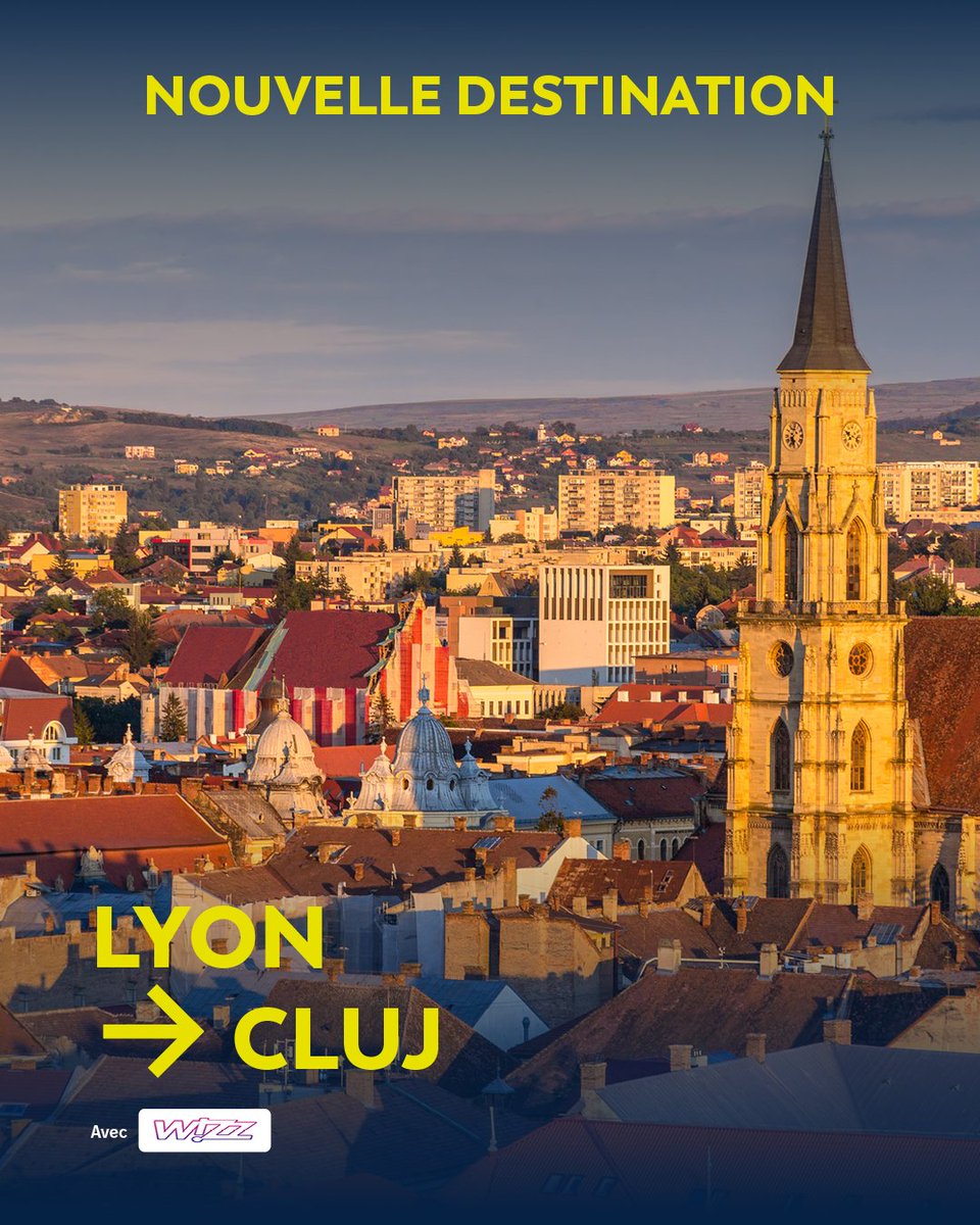 lyonaeroports's tweet photo. NOUVEAUTÉS @wizzair au départ de Lyon 📢

🇧🇬 #Sofia, en Bulgarie : 3 vols par semaine
🇷🇴 #ClujNapoca, en Roumanie : reprise avec 3 vols par semaine dès le 28/09

Plus d'infos ➡️ https://t.co/4fymNjPymo

@Vinciairports #FlyFromLyon #Nouveauté #Voyage #LyonAirport https://t.co/bL0dRR7S2c