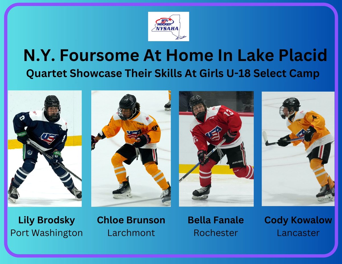 Congratulations to these super talented homegrown hockey players who showcased their skills at the Girls Under-18 Select Camp at the Northwood School in Lake Placid, Aug. 4-9.