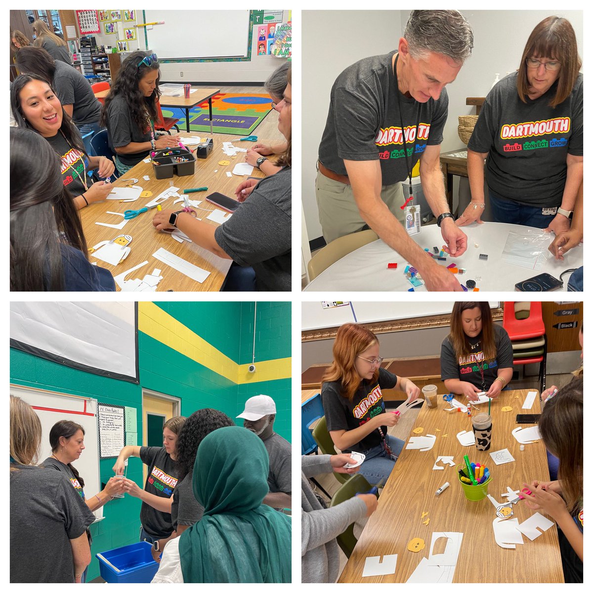 SusanEHerron's tweet photo. Dartmouth Theme Building! Our staff worked on engaging activities to Build, Connect, and Grow with our students and community! 🍎👷‍♀️#Risdbetheone @DmeElemRisd https://t.co/BiNsTMRTgW