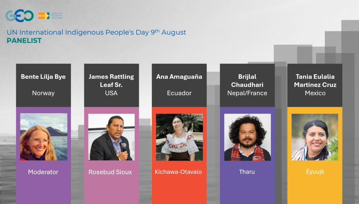 PlanetBye (@planetbye) on Twitter photo We in <a href="/GEOSEC2025/">Group on Earth Observations</a> Equality, Diversity, Inclusion & <a href="/GeoIndigenous/">GEO Indigenous Alliance</a> are thrilled to have such a powerful panel to discuss #IndigenousPeoples & 🌎🌍🌏 observation on Friday 12/8-24! Join 2 celebrate these important guardians of nature! blb.as/geo-edi-webina…
⏰5 pm UTC | 7 pm CEST We in <a href="/GEOSEC2025/">Group on Earth Observations</a> Equality, Diversity, Inclusion & <a href="/GeoIndigenous/">GEO Indigenous Alliance</a> are thrilled to have such a powerful panel to discuss #IndigenousPeoples & 🌎🌍🌏 observation on Friday 12/8-24! Join 2 celebrate these important guardians of nature! blb.as/geo-edi-webina…
⏰5 pm UTC | 7 pm CEST