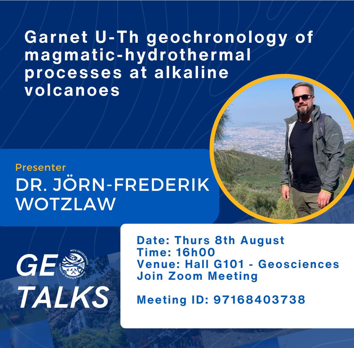 Great to host Jörn-Frederik Wotzlaw ⁦<a href="/WitsGeoscience/">Wits Geosciences</a>⁩, show him our new labs 🥼👨🏼‍🔬 and hear his interesting research on dating recent eruptions using U-Th #isotopes in garnet 🌋