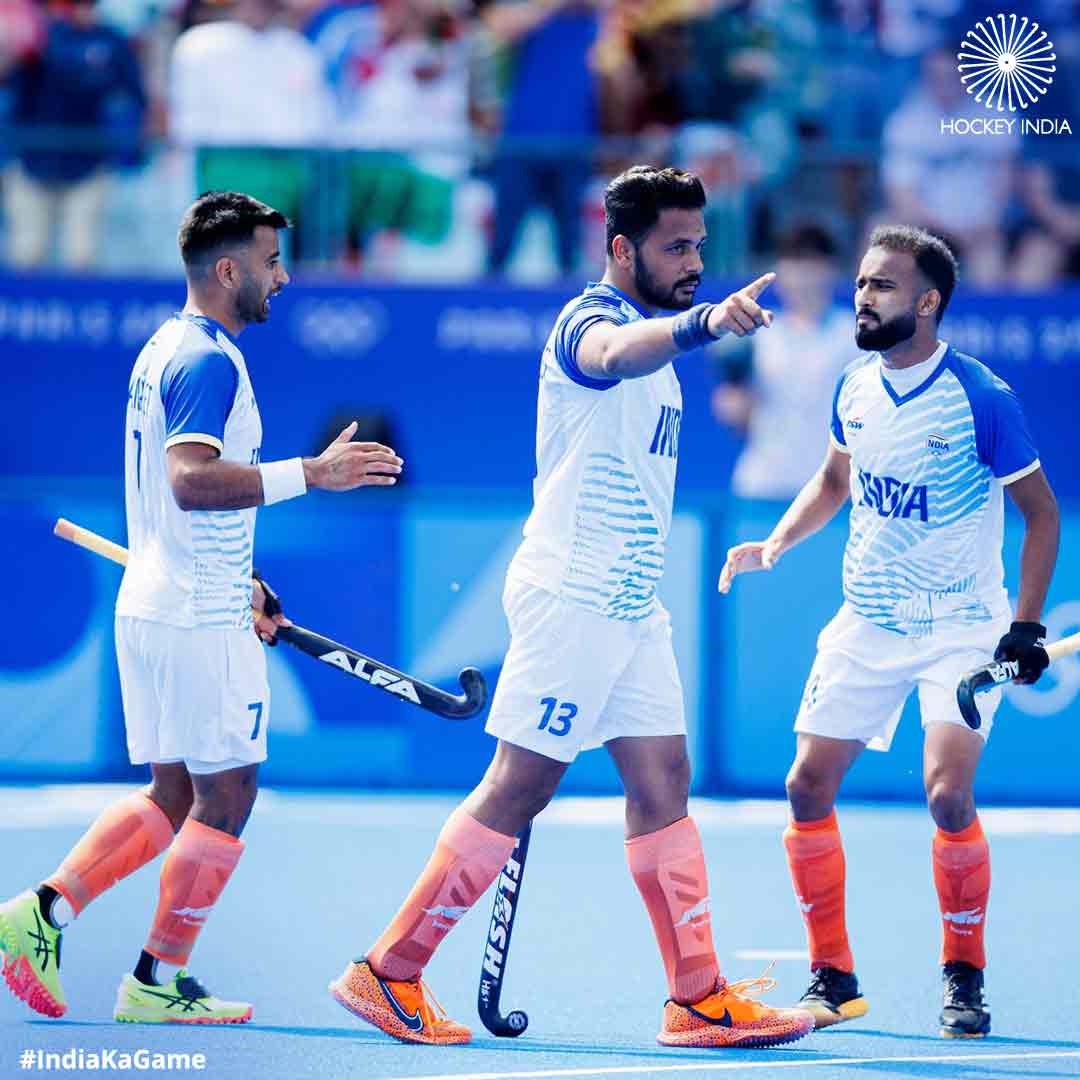 TheHockeyIndia's tweet photo. In a thrilling encounter, the Indian hockey team demonstrated remarkable resilience against Spain. Although India dominated the circle with nine penetrations in the first quarter, they couldn’t break through. Spain took the lead early in the second quarter with a penalty stroke by Marc Miralles, but India's defense, anchored by Amit Rohidas, kept Spain from extending their lead.

With seconds left in the first half, Harmanpreet Singh scored a crucial penalty corner, leveling the score and further establishing himself as the tournament's top scorer. He added another goal after the break, putting India ahead. Despite a disallowed Spanish goal and relentless pressure from Spain, India's defense held firm.

In the final moments, PR Sreejesh, in his last international match, made two vital saves to secure India's narrow win. The match was a testament to India's grit and determination, leaving a lasting impression with their dramatic victory.

Full-Time:
India 🇮🇳 2️⃣ - 1️⃣ 🇪🇸 Spain

#Hockey #HockeyIndia #IndiaKaGame #WinItForSreejesh #Paris2024 #INDvsESP

@CMO_Odisha @IndiaSports @Media_SAI
@sports_odisha @Limca_Official @CocaCola @FIH_Hockey