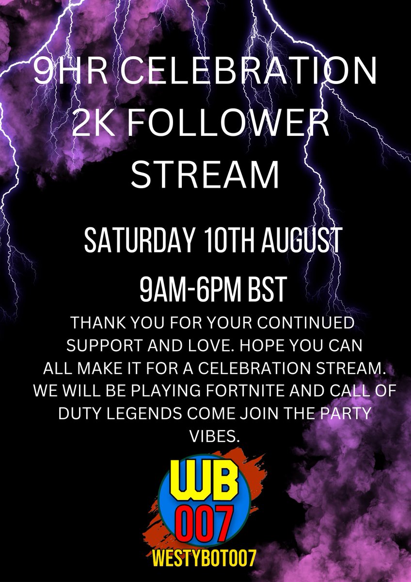 Hope you can all come celebrate reaching 2k followers on Tik tok. We will be live for 9hrs this Saturday 10th August hope you can all make it. Thank you for your continued support. 
#fyp #callofduty #fun #celebration #TikTokLIVE