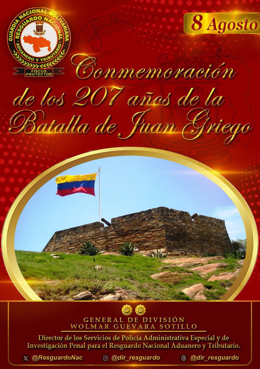 ResguardoNac's tweet photo. 🗓️ #8Ago || Lo patriotas liderados por el general Juan Bautista Arismendi derrotan a lo realistas al mando del general Joaquín Urreiztieta en la importante Batalla de Juan Griego. Por este puerto entró en Venezuela el Libertador Simón Bolívar de regreso de Haití, en mayo de 1816. https://t.co/quKIcZKeoQ