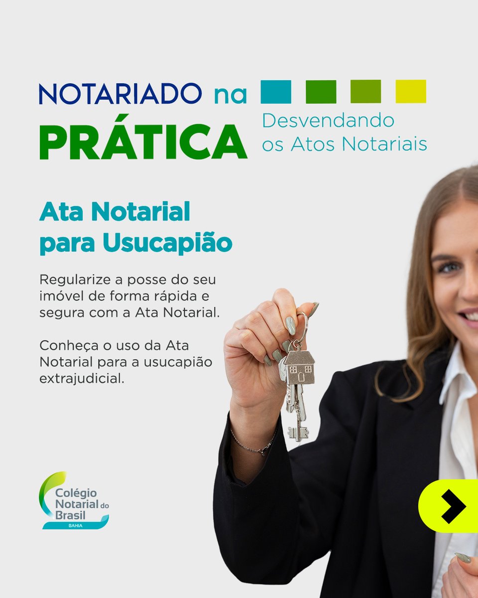 CNB_BA's tweet photo. Quer regularizar a posse do seu imóvel? Utilize a Ata Notarial para Usucapião! 📜🏠

O Notariado em Prática explica como a Ata Notarial facilita a usucapião extrajudicial. ⚖

✅ Conheça a eficiência da Ata Notarial para Usucapião. https://t.co/nTmfyqbXdj