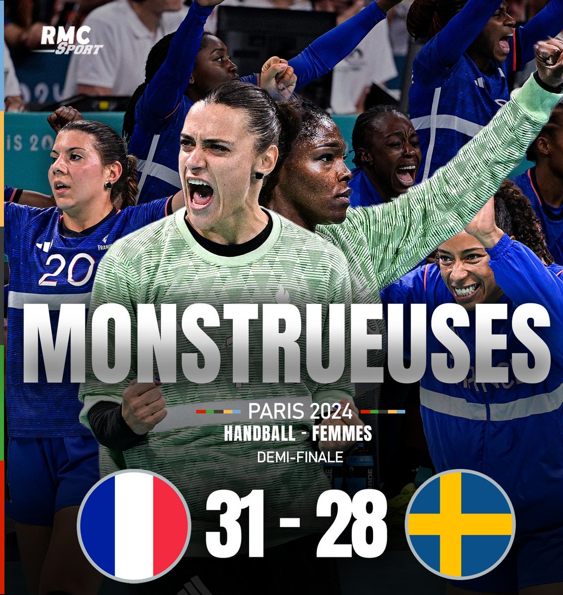 RMCsport's tweet photo. 🔥🔥 ELLES L'ONT FAIT !! ELLES SONT EN FINAL !!

🇫🇷🤩 Elles étaient menées, elles n'ont rien lâché, jusqu'au bout de cette prolongation ! 
Elles sont MONSTRUEUSES ! Merci les filles !

https://t.co/WVujFxjSMk https://t.co/uVGLiHq7xh