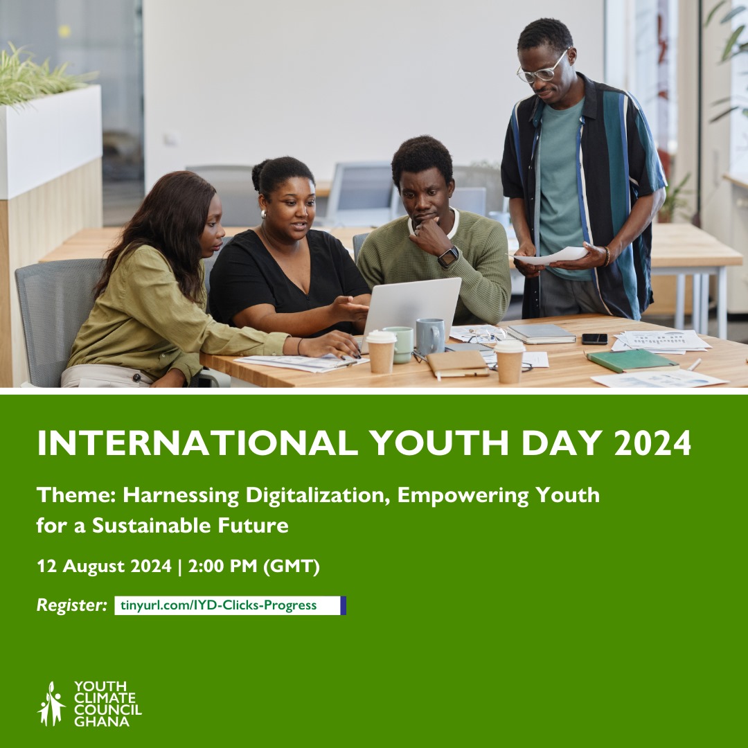 Join us on Monday as we commemorate #IYD2024 with a discussion on how digitalization can be leveraged for climate action toward a sustainable future. 

Date: August 12 2024
Time: 2:00pm GMT 

Register 👉🏿 tinyurl.com/IYD-Clicks-Pro…

#YouthDigitalSolutions #YouthClimateMovement
