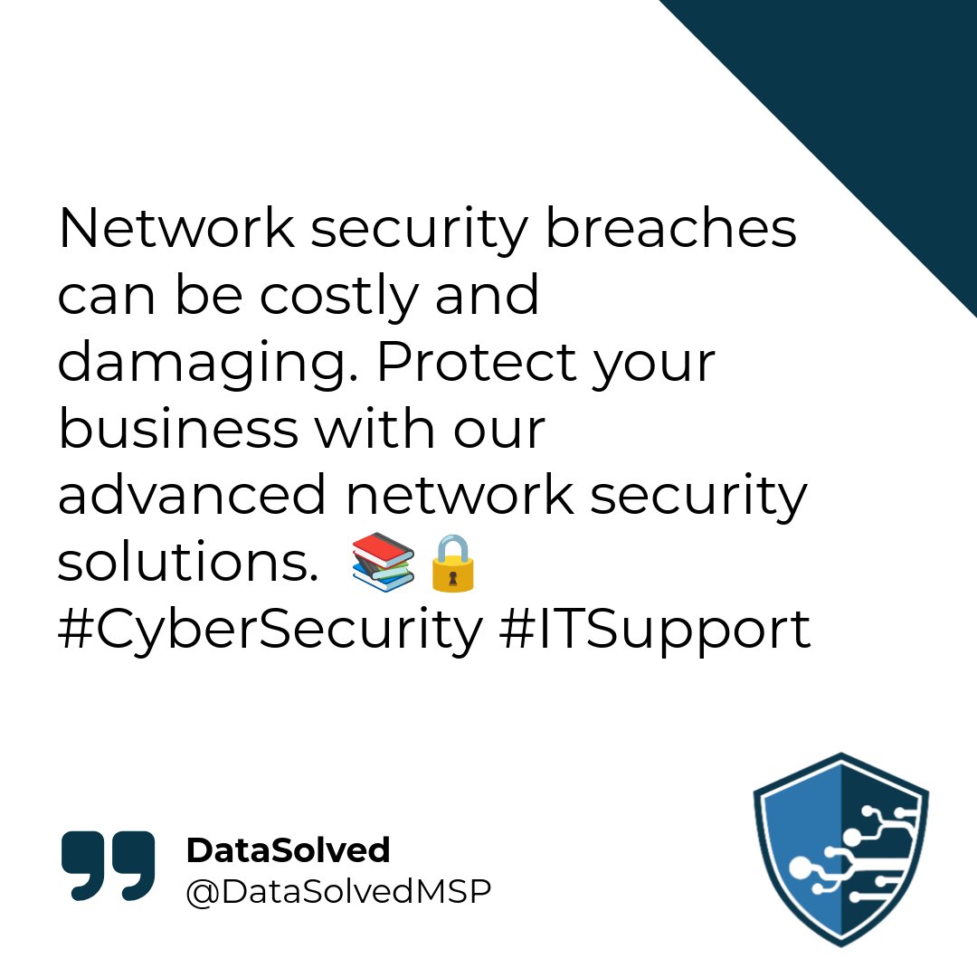 DataSolvedMSP's tweet photo. At DataSolved, we ensure that your network is secure from threats, keeping your business operations uninterrupted. 

Let's talk: https://t.co/QZg8NN6DfG
Tech Tips: https://t.co/iRBkGNUxX5

#NetworkSecurity #BusinessProtection #DataSolved https://t.co/jbexZRlYLn