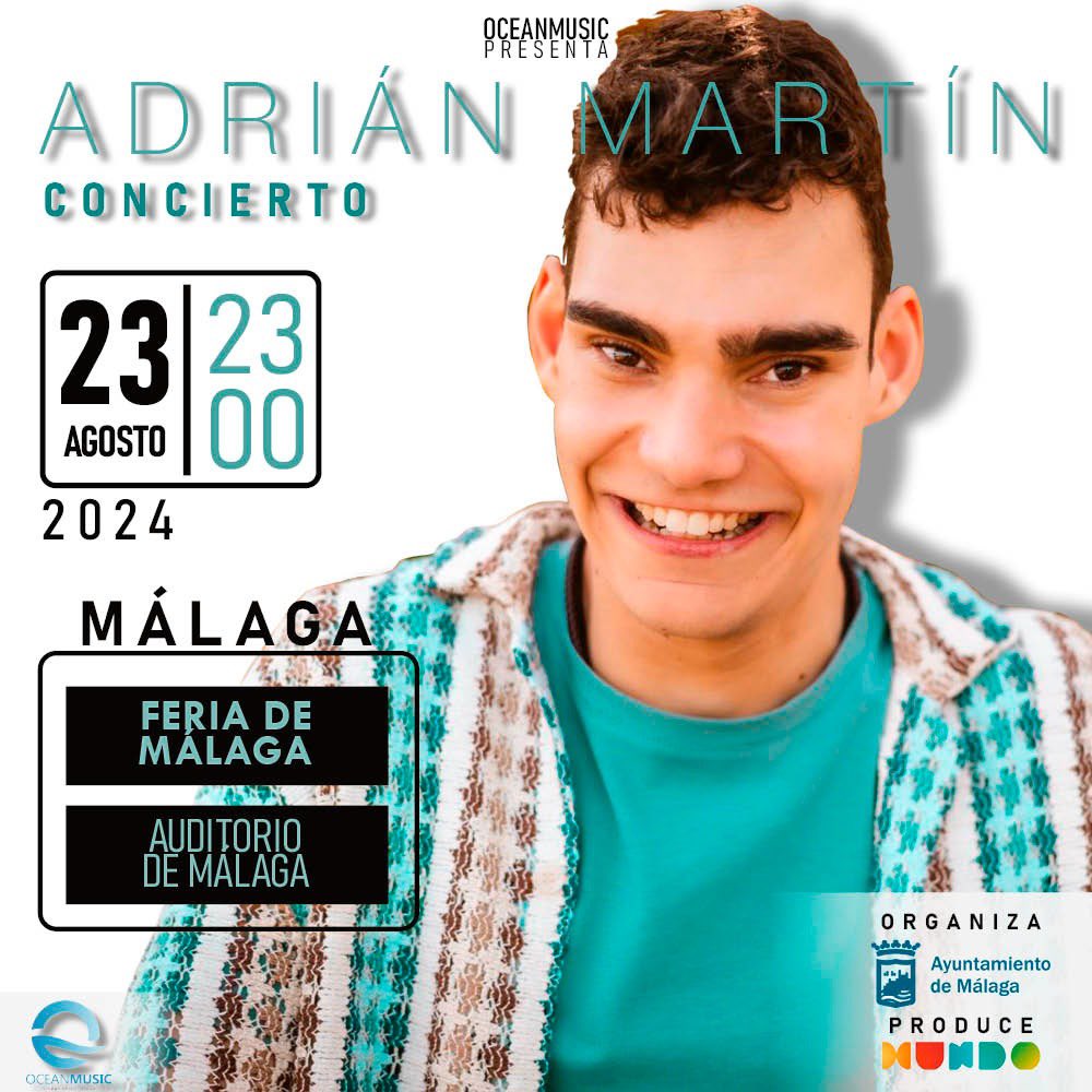 adrianmartinvega Mi gente bonita!!!
Os vengo a recordar con mucha ilusión, que este 23 de agosto me vais a tener en el auditorio de Málaga, dándolo todo para vosotros.
Guárdate la fecha y ven a verme, lo vamos a pasar GENIAL.
Os espero!!