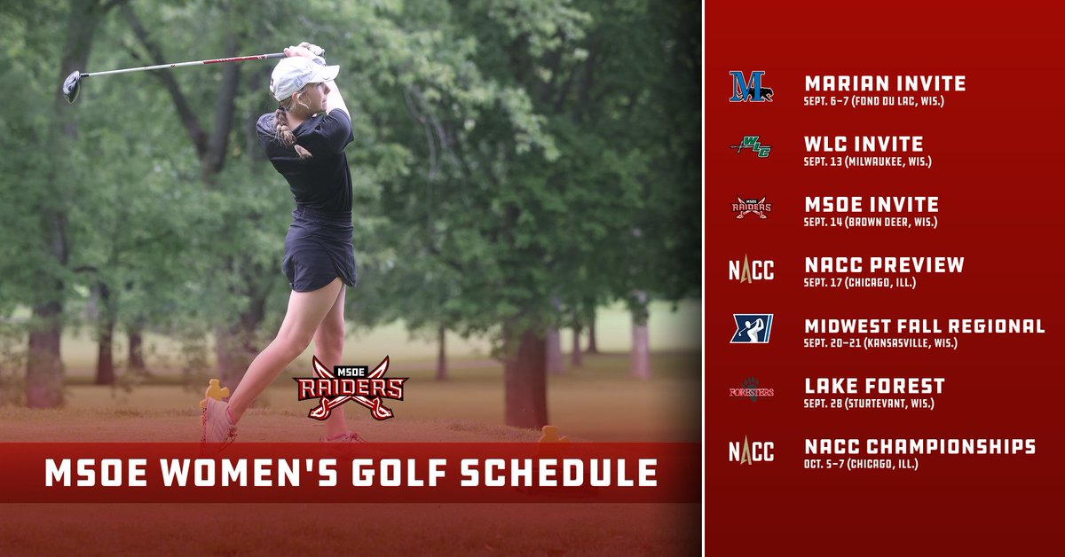 MSOE Raiders (@msoe_raiders) on Twitter photo ⛳ <a href="/MSOEWgolf/">MSOE Women’s Golf</a> | SCHEDULE RELEASE
Take a look at the 2024 schedule for Women's Golf!
📰:msoeraiders.com/news/2024/8/8/…
#TheRaiderWay #d3golf ⛳ <a href="/MSOEWgolf/">MSOE Women’s Golf</a> | SCHEDULE RELEASE
Take a look at the 2024 schedule for Women's Golf!
📰:msoeraiders.com/news/2024/8/8/…
#TheRaiderWay #d3golf