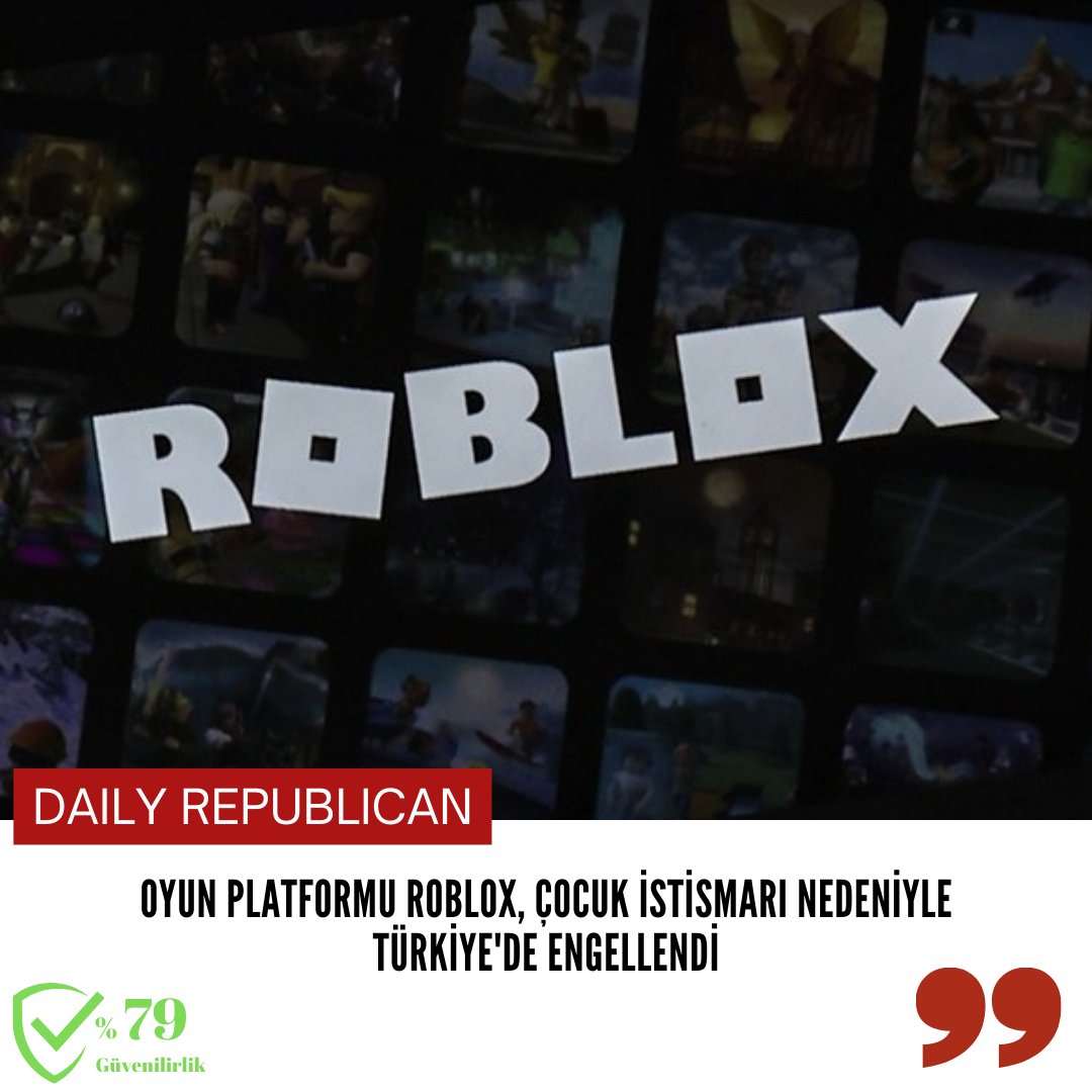 Oigetit_Turkiye's tweet photo. Oyun platformu Roblox, çocuk istismarı nedeniyle Türkiye'de engellendi.
Haberin detayları için https://t.co/xi6d836dh9 adresini ziyaret edin.
#Oigetit #Fakenewsfilter #Roblox #Turkey #erisimengeli https://t.co/CrIvyykExb
