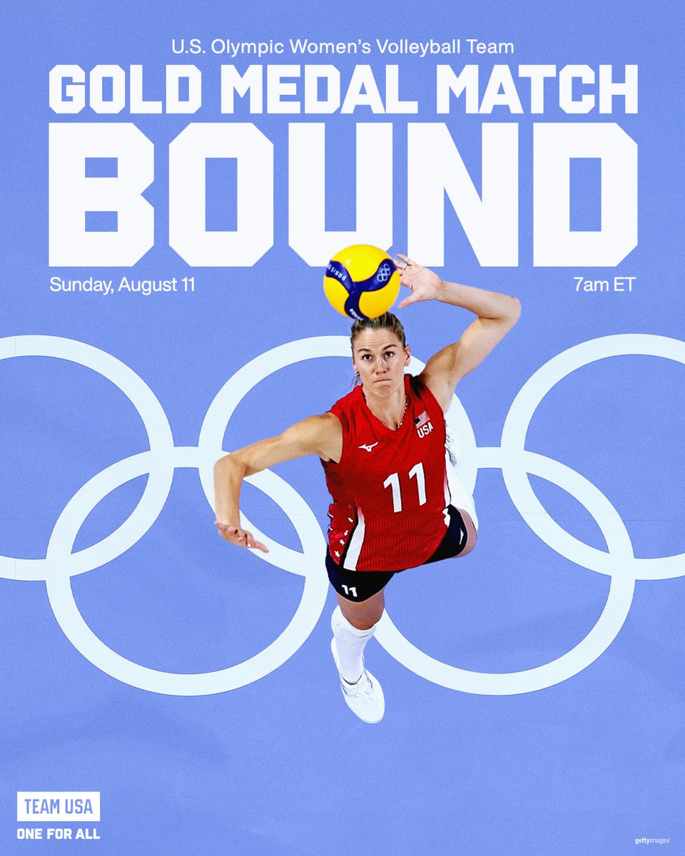 TeamUSA's tweet photo. GOING FOR GOLD 😤

The women of @usavolleyball will defend their 2020 Olympic title on Sunday at the #ParisOlympics! https://t.co/j9WaKmOZqV