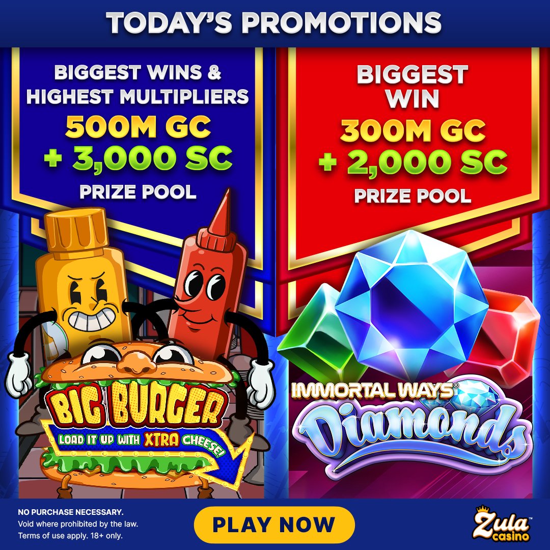 zula_casino's tweet image. 🍕 Feast on Fortunes in the Savory Spins Category! 🍕
 
Aim for one of the 5 Biggest Wins or 5 Highest Multipliers in our Savory Spins Category for a chance to claim your share of the 500M GC + 3,000 SC Prize Pool!
 
#Zulacasino #savory #heedthecall #fortune #category #biggest