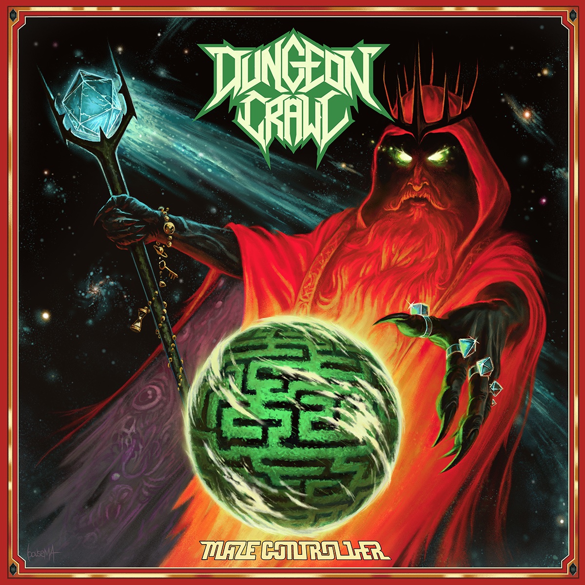 JamesBousema's tweet photo. Excited to finally share this cover for the new Dungeon Crawl record "Maze Controller"
Possibly my favorite cover piece I've done as it goes all in on the old dungeon manual orb-ponderin vibes

🧙‍♂️Speedy thrash tunes mixed with epic fantasy🔮
Out September 20th on @Carbon_Forms https://t.co/H23JGDGMvI