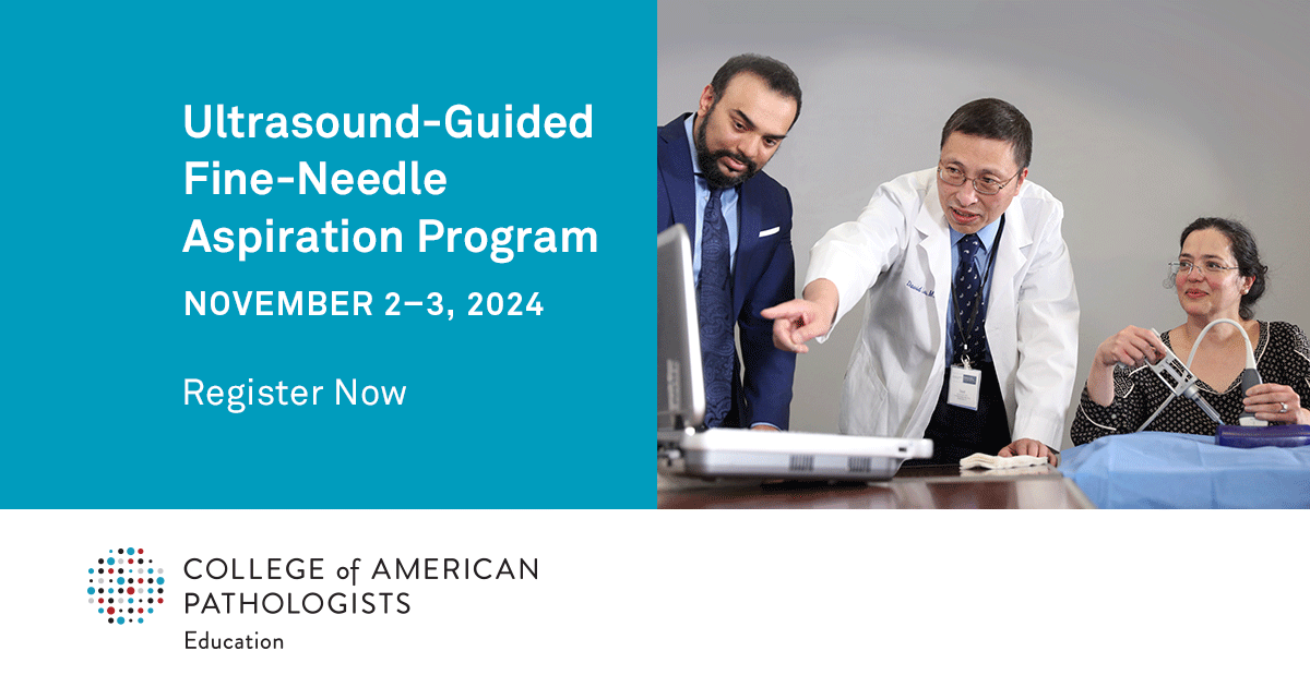Pathologists's tweet photo. Advance your skills in ultrasound-guided fine-needle aspiration taught by an expert faculty. #PathCME
Learn more: https://t.co/xnLysehQIj https://t.co/v2B9DNmlLp