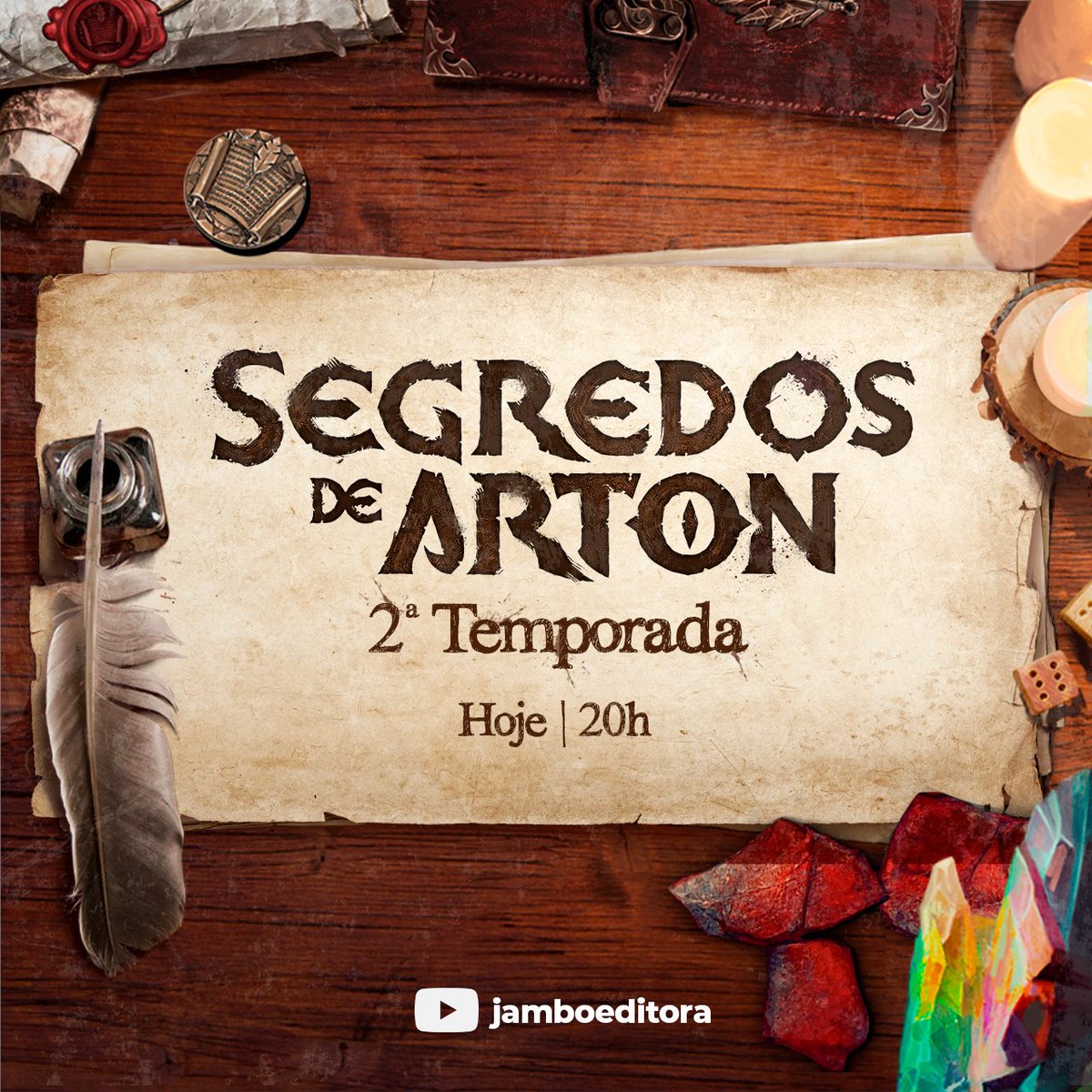A 2ª temporada de SEGREDOS DE ARTON estreia HOJE! 📜
➡️ 20h, em youtu.be/BxfPQ5PIgic

Como parte da programação de #Tormenta25Anos, a série Segredos de Arton está de volta para sua segunda temporada! Continue as aulas de Mestre Luriel e aprenda sobre o maior evento divino da