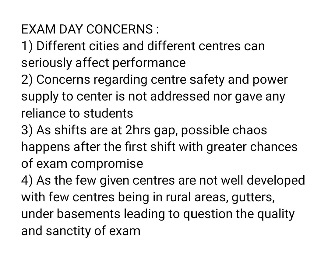PBaahu's tweet photo. Genuine issues that need to be addressed... @Vakeel_Sb  @sanjayuvacha  please kindly look into these, if time permits !
#neetpg2024 
#justiceforneetpg 
#neetpgsingleslot
#NeetPG_mismanagement
#NEETPGExamCenterAllocation https://t.co/LOLBvbmjRS