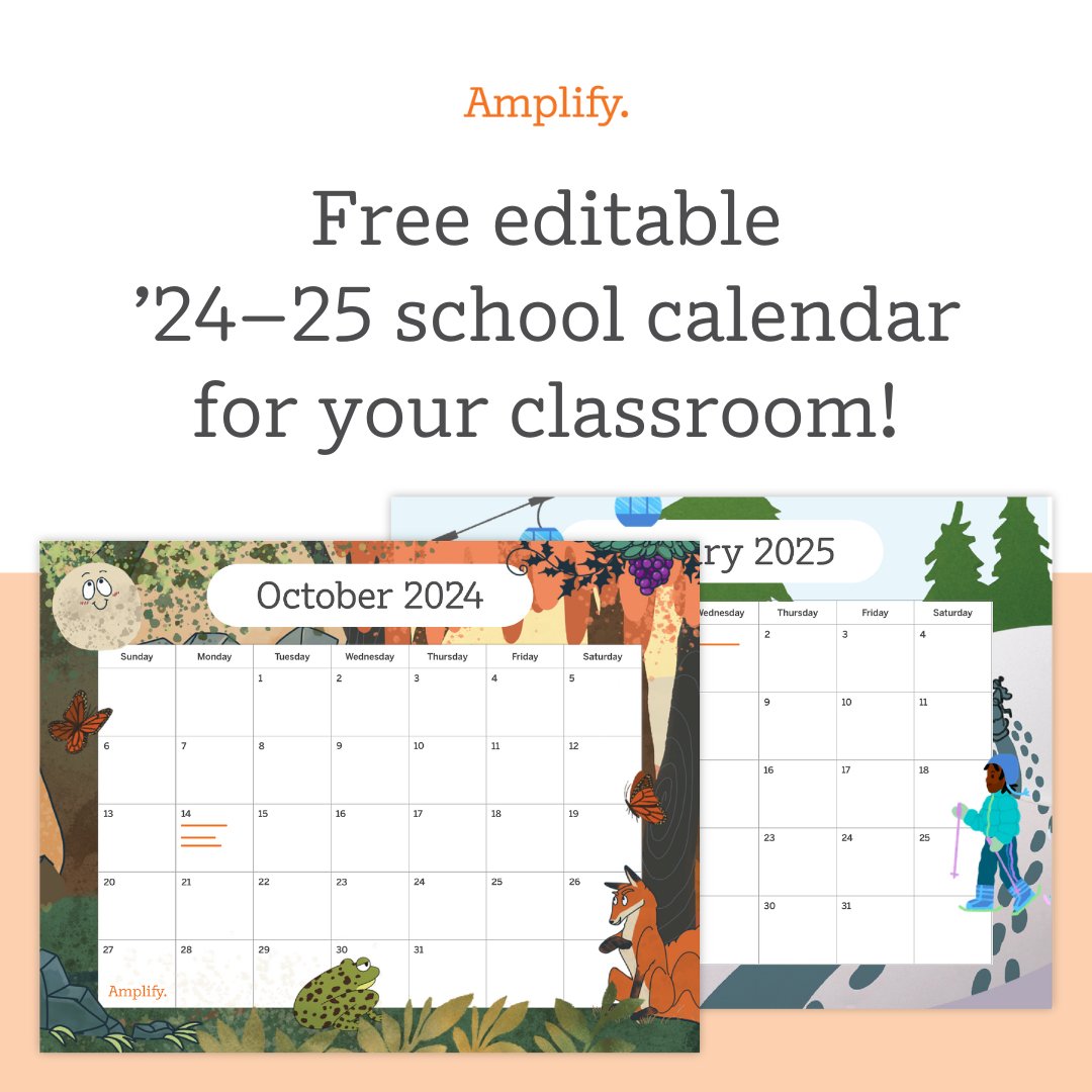 ✏️ Our '24-25 editable calendar is here to help you stay organized and inspired!

🗓️ Add your own holidays, school breaks and notes into the PDF before you print.   

🧡 Access your copy: at.amplify.com/calendar24