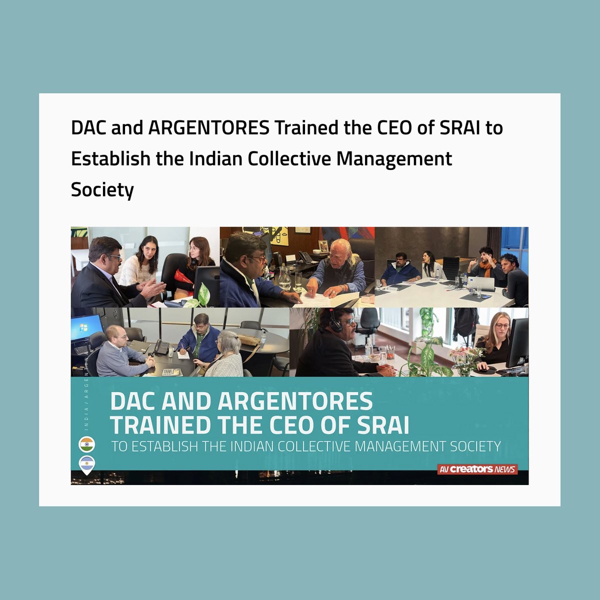 APASER_AFRICA's tweet photo. 🟡 DAC and ARGENTORES Trained the CEO of SRAI to Establish the Indian Collective Management Society 👉 https://t.co/qENdtjTUnk https://t.co/TtbeqUVbri
