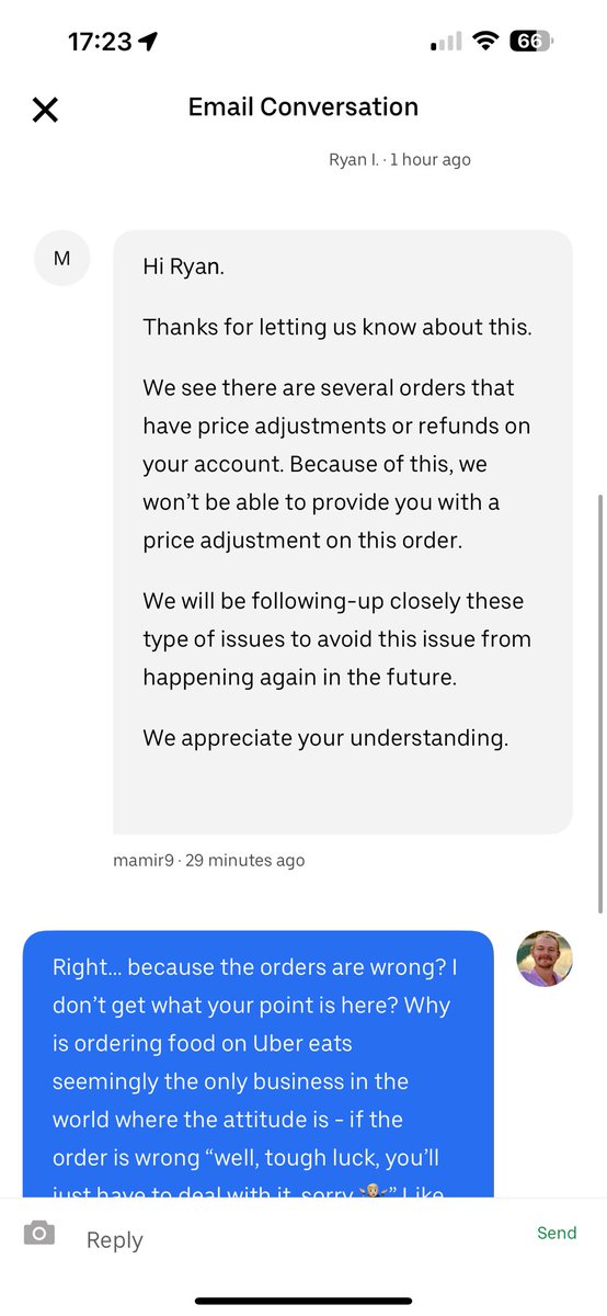Bee_ry92's tweet photo. Considering giving up on @ubereats_uk genuinely what’s the point in using an app for a service, where the bare minimum should be you expect to receive what you pay for and they don’t even commit to doing that? Just stick to @Tesco Whoosh or @Deliveroo https://t.co/086hWYDRMv