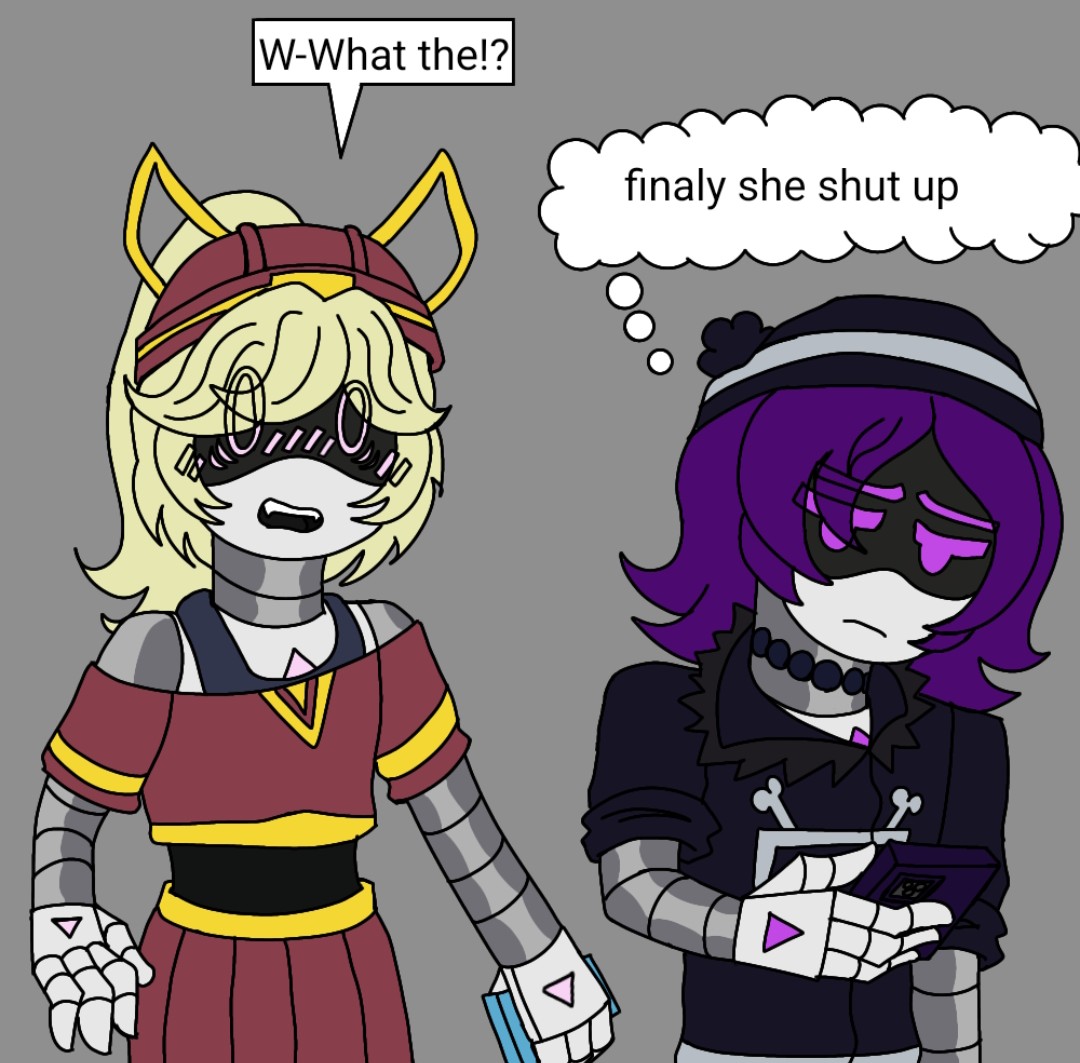 Dashy_Kazzy's tweet photo. The next part to my comic might take a bit longer since I'm also working on an additional project rn. but in the meantime, here's some luzi/glitterbat cause I love the yuri ships where they hate each other in Canon. #murderdrones #luzi #glitterbat https://t.co/V5bfxmw7nr