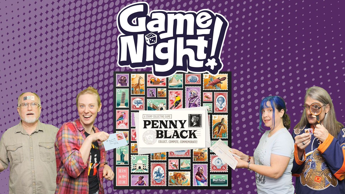 Tonight on GameNight! <a href="/ChilibeanNP/">Nikki Pontius</a>, <a href="/DeborahAnnWoll/">Deborah Ann Woll</a>, <a href="/thebadgeguy/">Rusty</a> &amp; <a href="/heccubustwit/">Lincoln Damerst</a> teach &amp; play "Penny Black" by <a href="/AaronMesburne/">Aaron Mesburne</a> &amp; <a href="/DylanMangini/">Dylan Mangini</a> and published by Buffalo Games. Thanks so much to <a href="/Gamegenic_/">Gamegenic</a> for sponsoring this episode!—Lincoln youtu.be/8Tccbw8zfZM