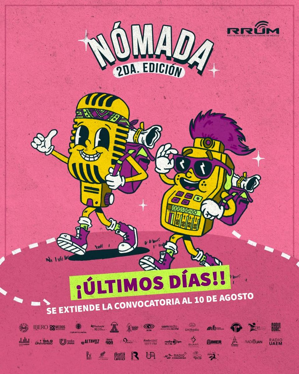 ILCEedu's tweet photo. 👥¿Te gustaría que tu canción original sonara en la #radio? 🔊🎶
Todavía estás a tiempo de participar en la convocatoria #Nómada, de la @rrumexico📻🎙️
📅 Tienes hasta el 10 de agosto. Consulta las bases aquí: https://t.co/li5QwpHM1F
#RadioILCE #RUMM 🎙📲 https://t.co/PzdqHozVUS