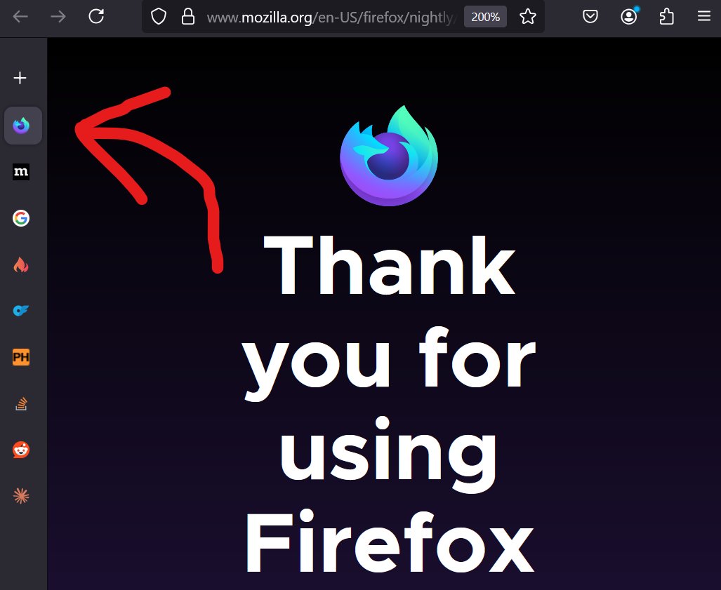fireship_dev's tweet photo. This is awesome... 

You can now keep all your browser tabs in the sidebar on Mozilla Firefox https://t.co/ovhPm7H88G