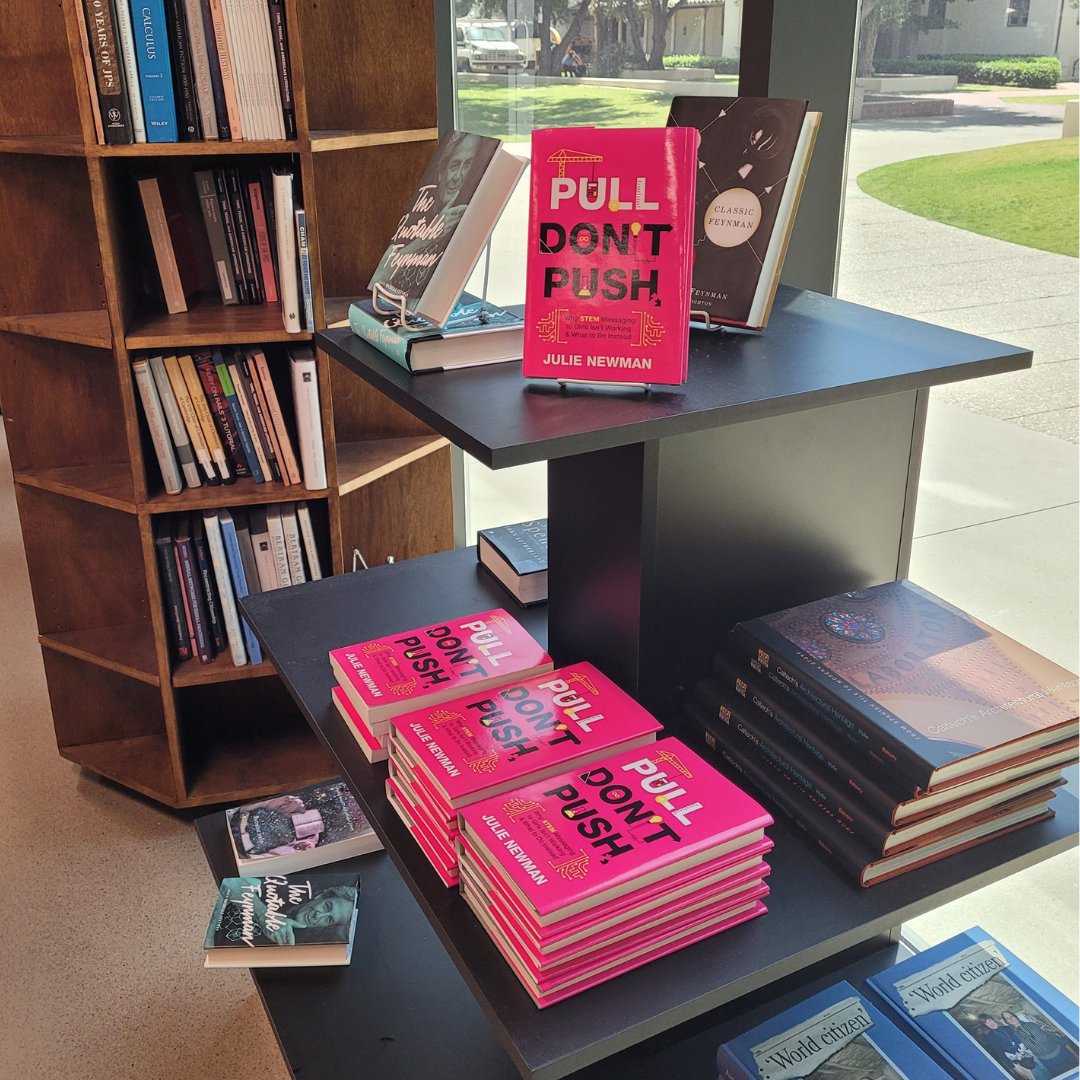 Julie_J_Newman's tweet photo. 🧡 It's the first day of WiSTEM! 🧡
I'll be signing copies of my book at the @Caltech store today at 12 PM!
😍 You'll find my book between Feynman (such an honor!) and my earlier work (the MIT Prank Mug)!
#womeninSTEM
#womeninEngineering
#PullDontPush
#WiSTEM2024 https://t.co/4Zv6sYL4Gh