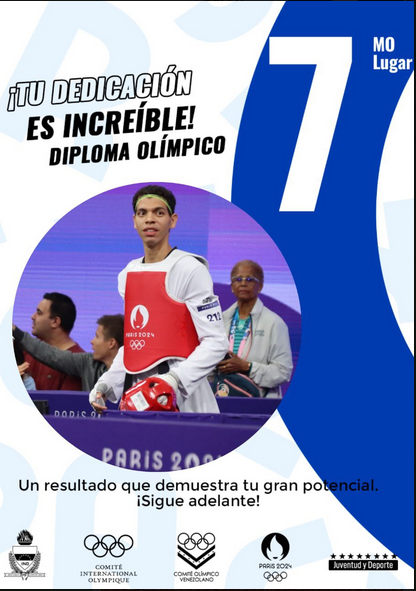 #8Ago
Nuestro taekwondista venezolano Yohandri Granado se ubicó en la 7ma posición del mundo, obteniendo diploma olímpico.
<a href="/OfficialCOV/">Comité Olímpico Venezolano</a> 
#PuebloSonrienteYEnPaz #CienciaParaLaVida #Infocentro 
<a href="/NicolasMaduro/">Nicolás Maduro</a> <a href="/Gabrielasjr/">Gabriela Jiménez</a> <a href="/LaRosaInfoVE/">LaRosaInfoVE</a> <a href="/brigadasCHCH/">Brigadas comunicacionales Hugo Chávez</a> <a href="/enunclicvlc/">caraboboenunclic</a> <a href="/InfocentroOce/">Infocentro_Vzla3</a>