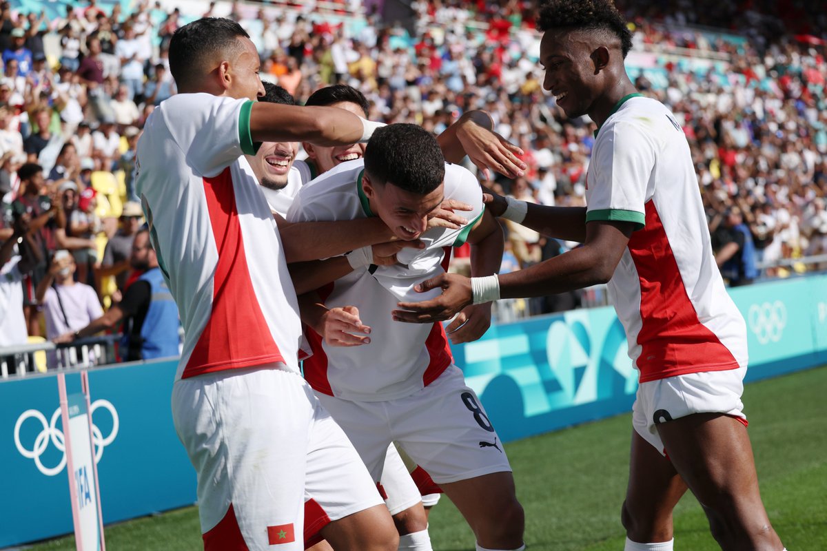 FIFAWorldCup's tweet photo. Morocco are in the mood. 🔥

#Paris2024 https://t.co/RHjfei2cmX