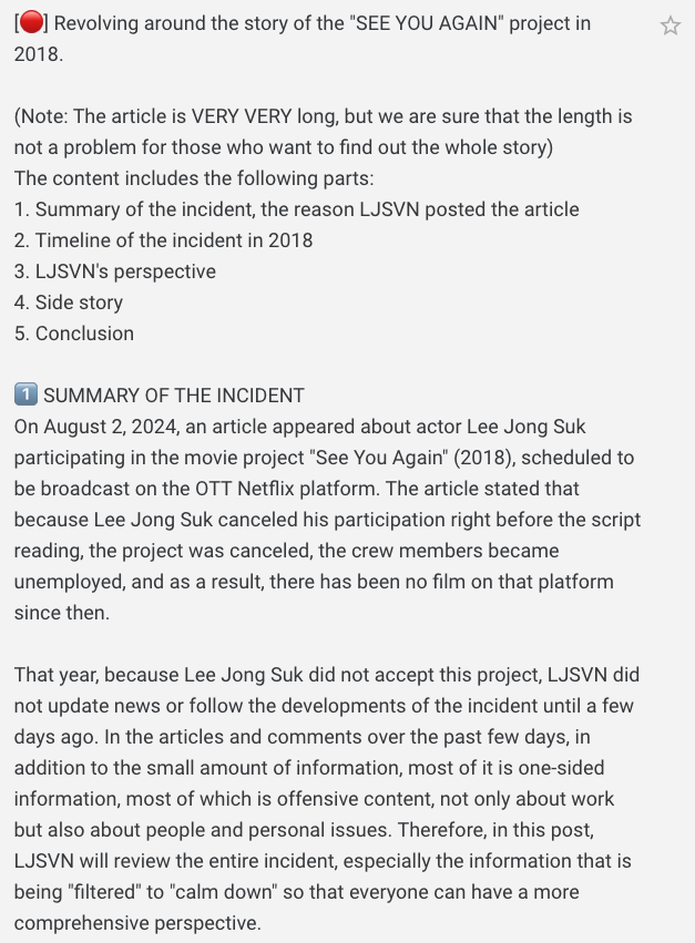 LJSVN's tweet photo. Most of people intentionally ignored Jong Suk’s explanation regarding “See You Again” in 2018 but let's look back, whose fault?

This is LJSVN’s perspective (written in Vietnamese, EN trans by GG) 

Part 1/2 

Full🔗: https://t.co/3rlfF8iukZ https://t.co/Q0FCDc0kCQ