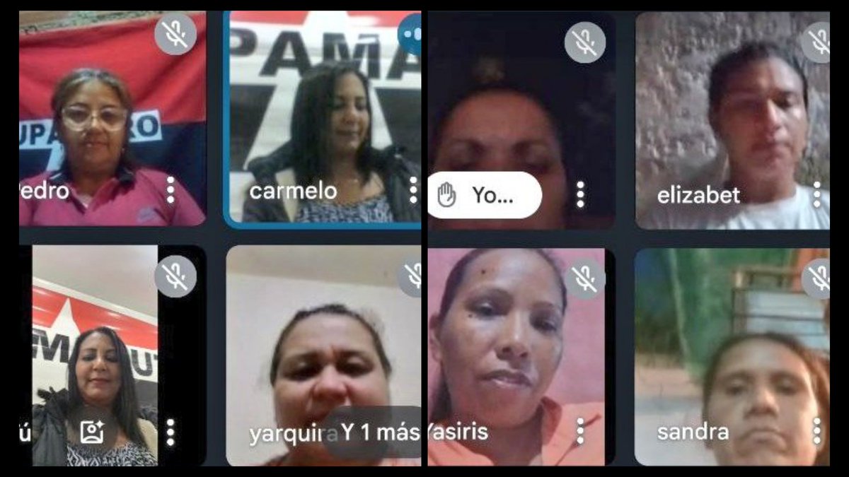 TUPAMARO continúa en el fragor de la batalla, en defensa de la Paz. Nuestro trabajo continúa sin descanso.
<a href="/YarkiTUPAMARO/">Yarki TUPAMARO</a> Resp. Nal. del Movimiento “Micaela Bastidas” en videoconferencia construyendo agenda de trabajo junto a responsables regionales.
#PuebloSonrienteYEnPaz
