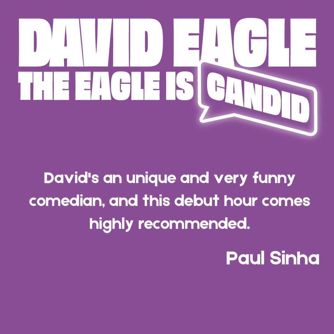 serenceinwyn's tweet image. The Eagle Is Candid is a stand up show from @thedavideagle exploring the adventures that occur when you’re a blind, folk singing comedian and come across strangers who are less than tactful about your disability. Look at the recommendations! tickets.edfringe.com/whats-on/david…