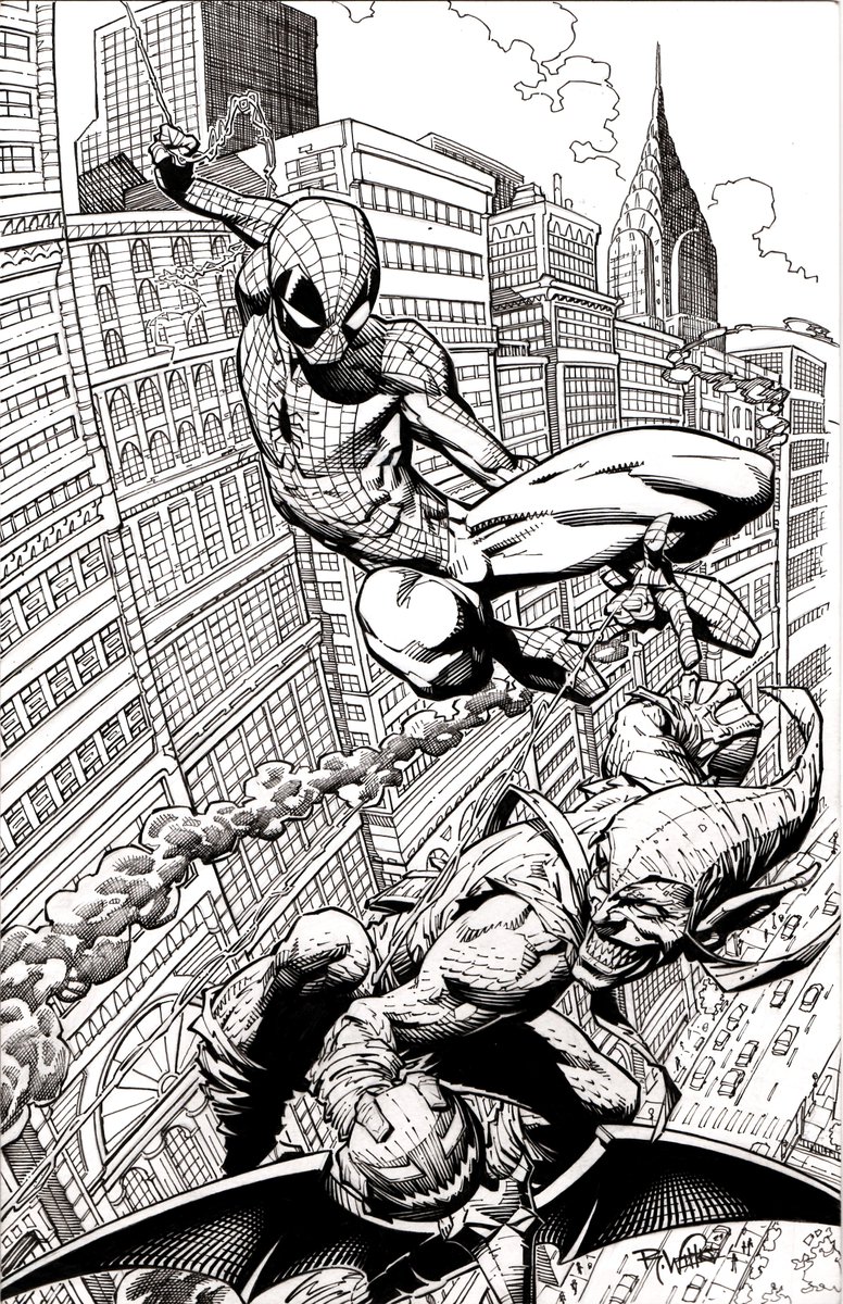 WillisWho's tweet photo. Hi-Res of my Spidey/Green Goblin commission. this should be ALOT cleaner than the original post. https://t.co/BBju7AYm1Z
