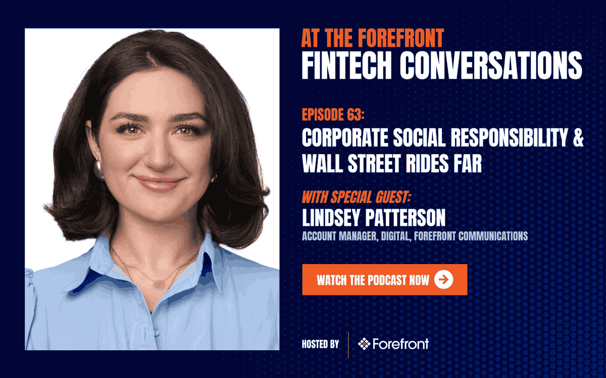 ForefrontComms's tweet photo. In this episode of At the Forefront, our VP and Head of Content @samkbelden sits down with AM @LindsMPatterson to discuss Forefront’s Corporate Social Responsibility program and our ongoing involvement with @wsridesfar ahead of this fall's ride. Tune in: https://t.co/GK9pjYynXE https://t.co/A2Fo4MmRb1