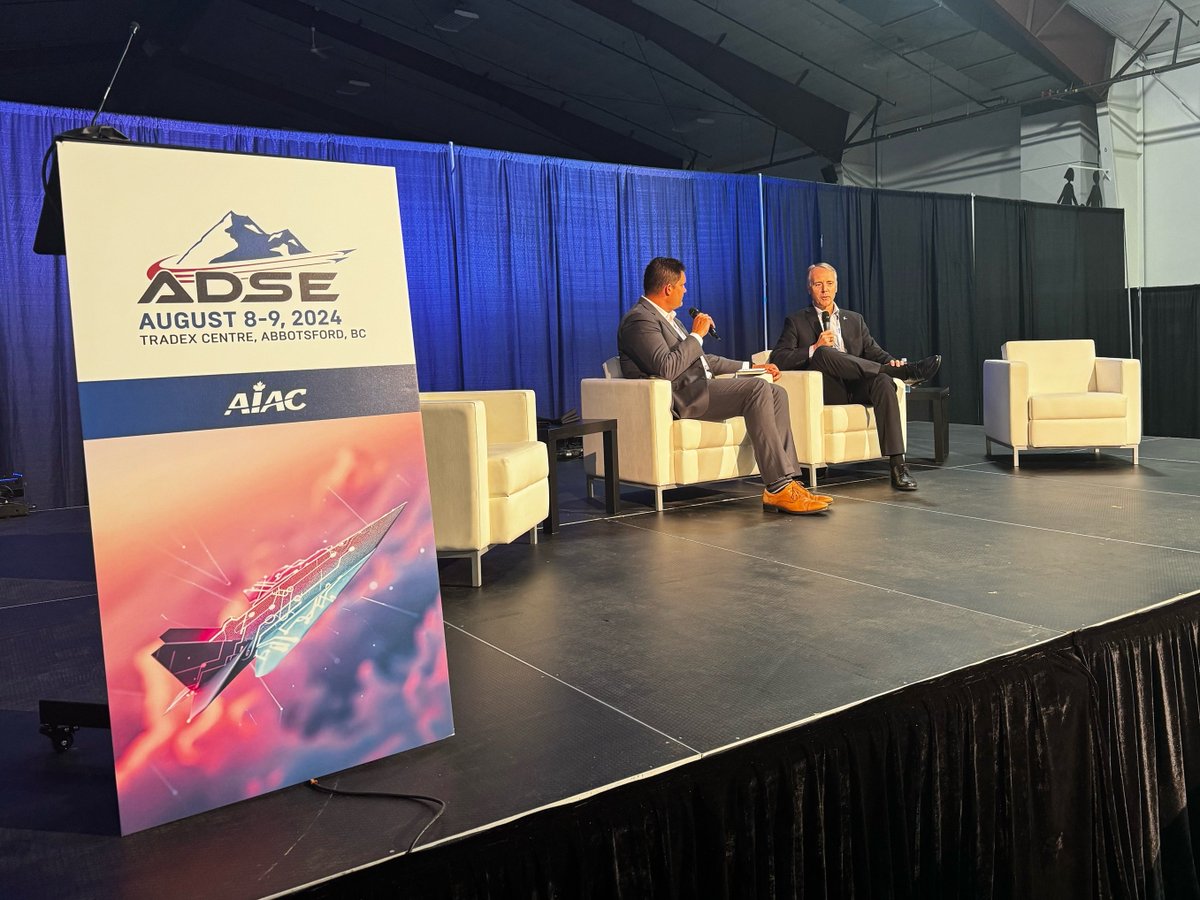 ADSEexpo's tweet photo. Al Meinzinger, President of @Boeing Canada, joins AIAC President and CEO Mike Mueller on stage at #ADSE2024, discussing recent announcements and his vision for the future of Boeing in Canada
#ADSE #Aerospace #AerospaceDefenceAndSecurity #AerospaceIndustry #CDNAerospace https://t.co/NmTdHq2Fto