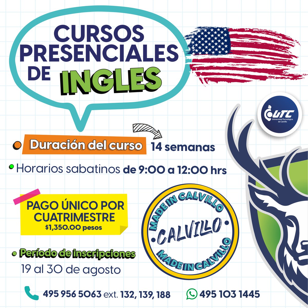 ARE YOU READY TO BECOME A BILENGUAL PERSON ❓ 🤓

Join us at the best lenguage center of the #UTCalvillo 💭🇺🇸

#TeQuieroEnCalvillo💚