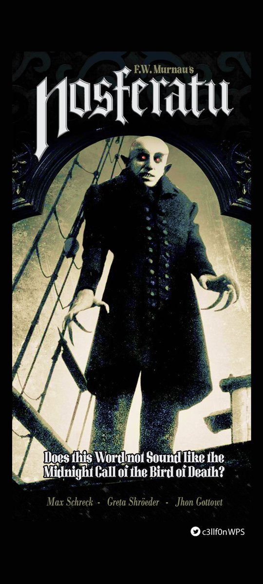 c3llf0nWPS's tweet photo. 🎞️"NOSFERATU"
A Symphony of Horror 🦇
#c3llf0nWPS #Nosferatu #NosferatuFilm #FWMurnau #Dracula #VampireFilms #HorrorFilms #MonsterFilms #SilentFilms #ClassicFilms #CultFilms #Movies #MovieTwitter
🎦https://t.co/AaSmlzN08U https://t.co/JJVOVBBGJj